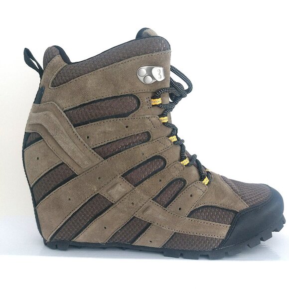 Merrell Shoes - MERRELL Moab Wedge Boots Sz 9.5 Walnut Brown Lace-Up Hiking Style Wedge Like New